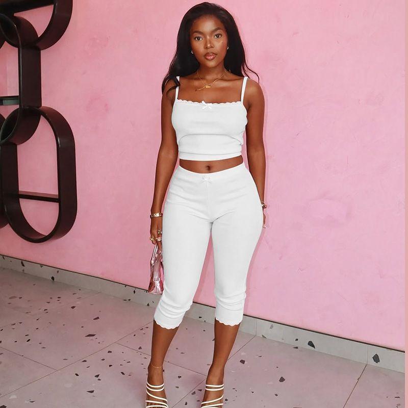 

Кружевной кружевной комплект майки и шорт облегающего кроя, кружевной топ на бретелях, тонкий костюм с шортами White L