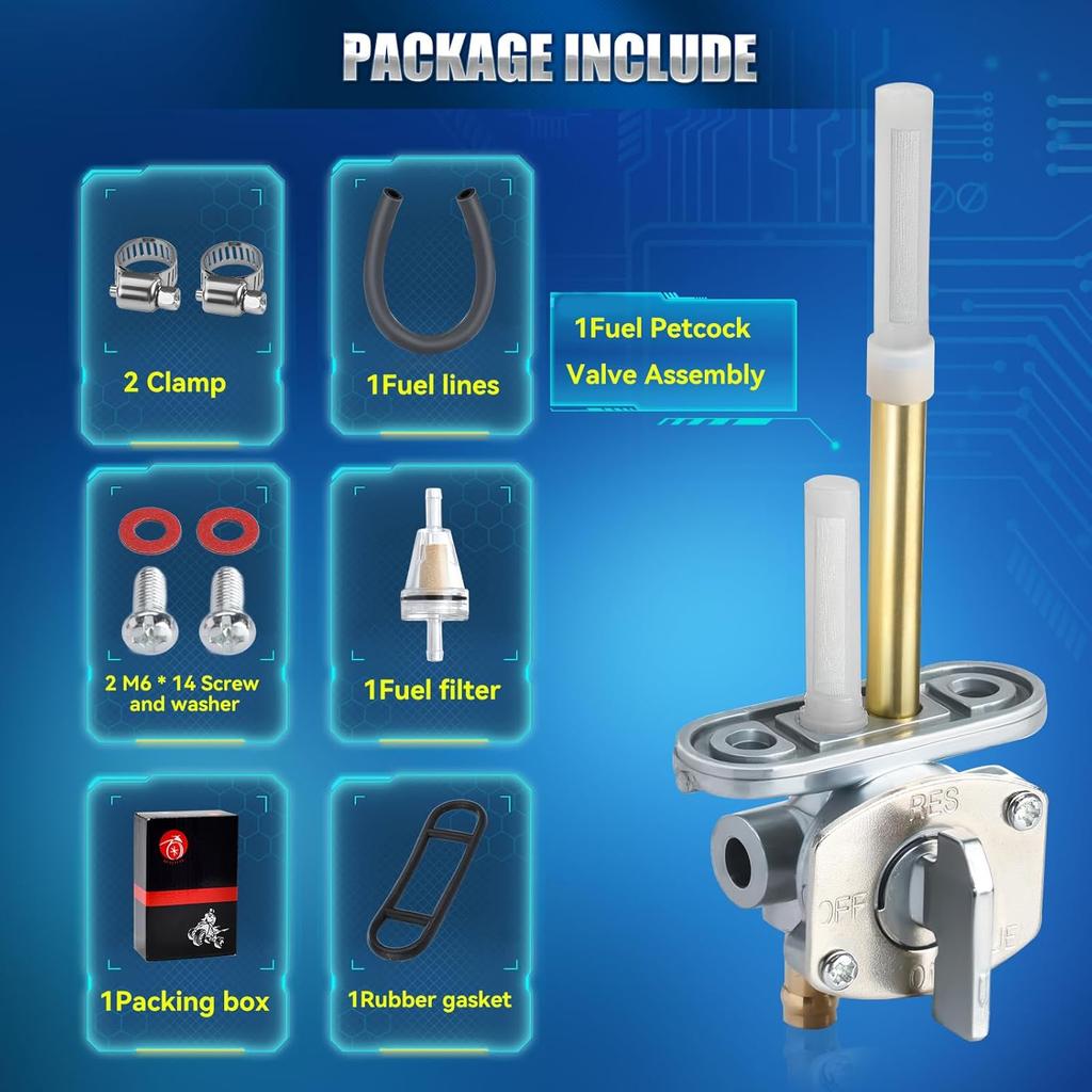 Fuel Valve Petcock Kit For Yamaha Big Bear 350 1987-1999 Kodiak 400 4WD 1993-1999 YZ125X - YZ250X 2016-
