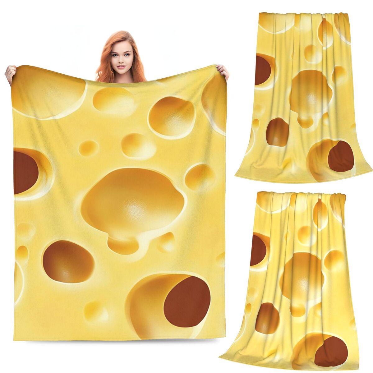

3D Cheese Pattern Variety Design Blanket Soft Warm Flannel Throw Blanket Plush for Bed Living room Picnic Travel Home Couch 80x120cm