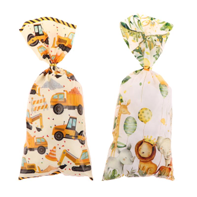 50Pcs Party Candy Bags Jungle Animals Construction Birthday Theme Gift Bags
