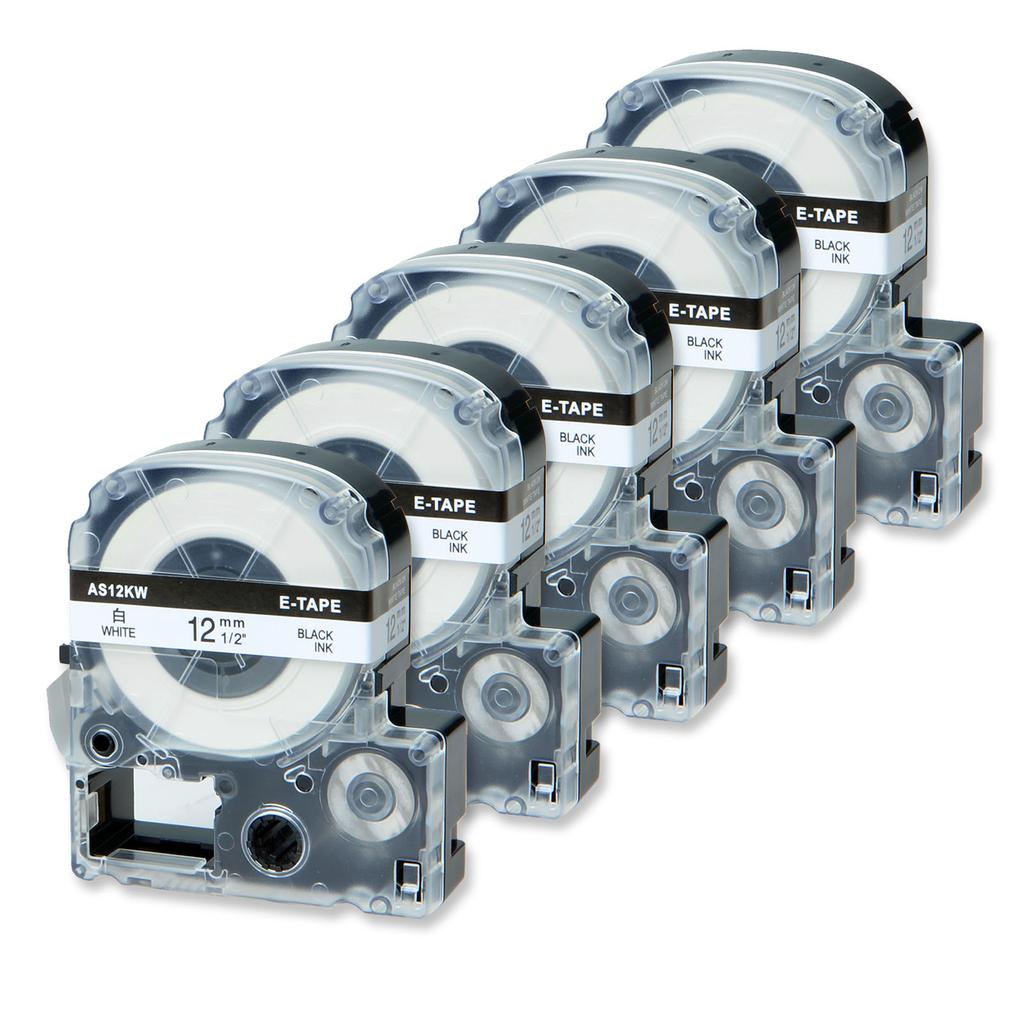 3/5/10PK 12mm Standard Label Tapes Compatible for EPSON LW-400 LK-4WBN SS12KW SS18KW Label Ribbon for KingJim SR230C Label Maker