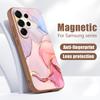Magnetic For Magsafe Case For Samsung Galaxy S26 Ultra S25 Edge S24 Plus S23 FE S22 A54 A55 A56 5G Pink Marble Pattern Matte Cover