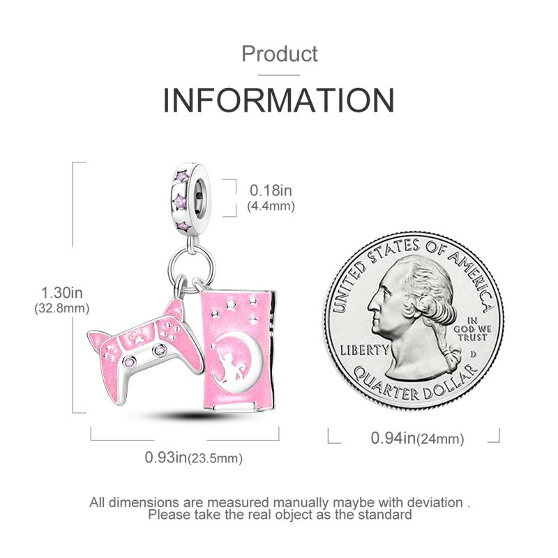 Charms Copper Pink Game Console Controller Pendants Fit Charms Plata Original Bracelet Beads Women Jewellery Making Diy
