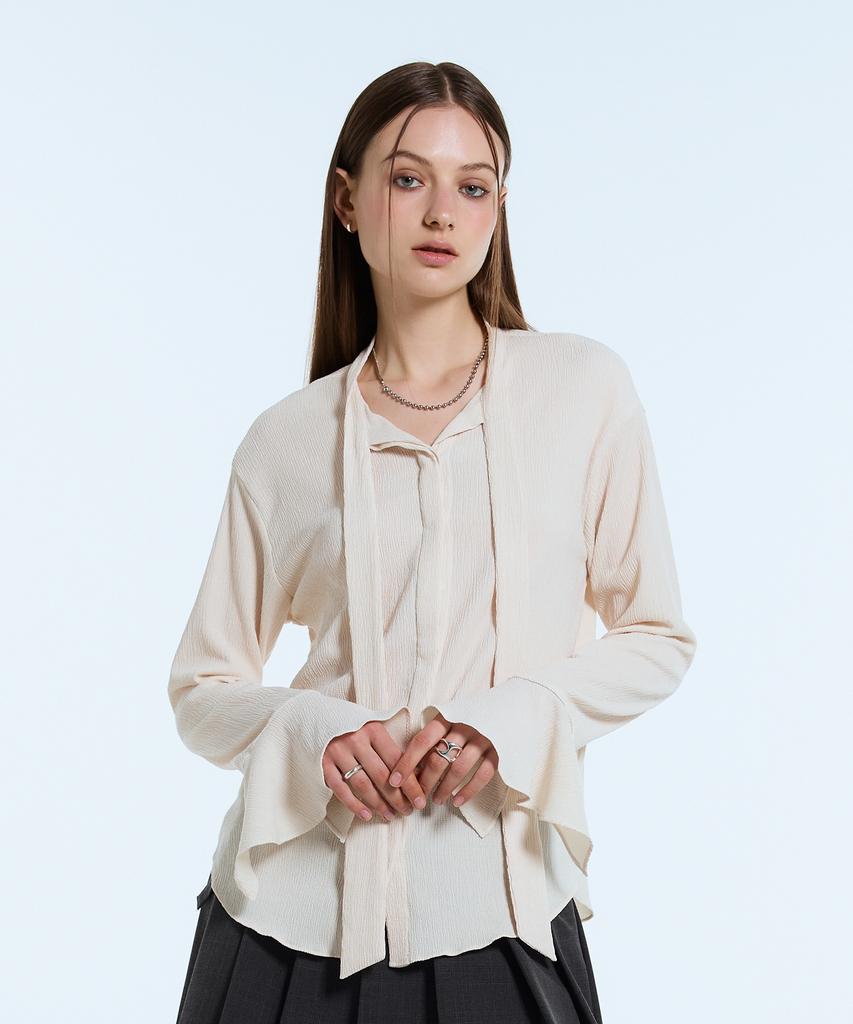 LARTIGENT L11 Tie Blouse(Beige)