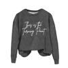 Ladies Fashion Casual Long Sleeve Printed Round Neck  Pullover Top