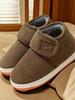 Sapatos de Algodão Antiderrapantes com Sola de Tendão de Vaca para Meninos no Inverno, Sola Espessa, Velcro, Pantufas Quentes para Interior/Exterior para Mulheres