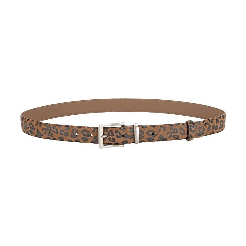 New Women's Genuine Leather Belt Leopard Leather Pattern Retro Versatile Jeans Decorative Belt Women's Style