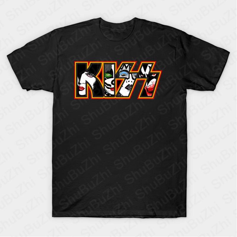 KISS Hiss Cat Parody Funny Tshirts Rock Meow Group Men T Shirt KISS Rock Roll Man Cotton T-Shirt Drop Shipping