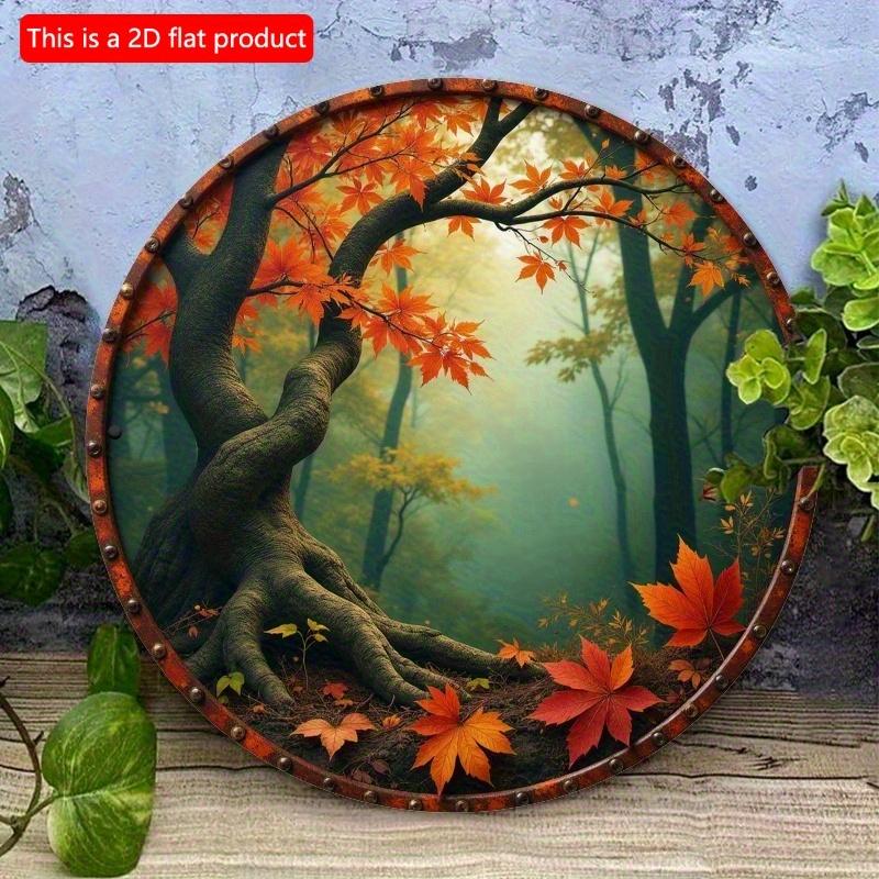 2d Flat 20*20cm Wooden Forest Leaf Wooden Wall Art, Retro Style Home Decor, with Vibrant Autumn Leaf Design, Perfect for Porch, Living Room, Bedroom