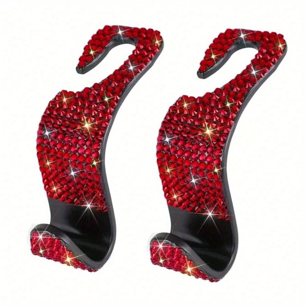2pcs Artificial Diamond Car Hook, Car Hidden Car Storage Hook Creative Car Seat Hook Hanger Car Accessories For Women