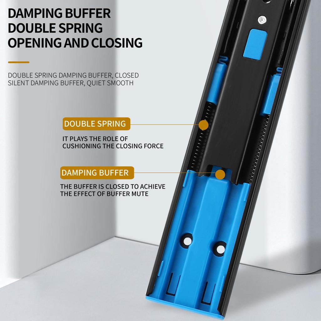 Silent Double Spring Damping Drawer Slides: Three-Section Buffer Guide Rails