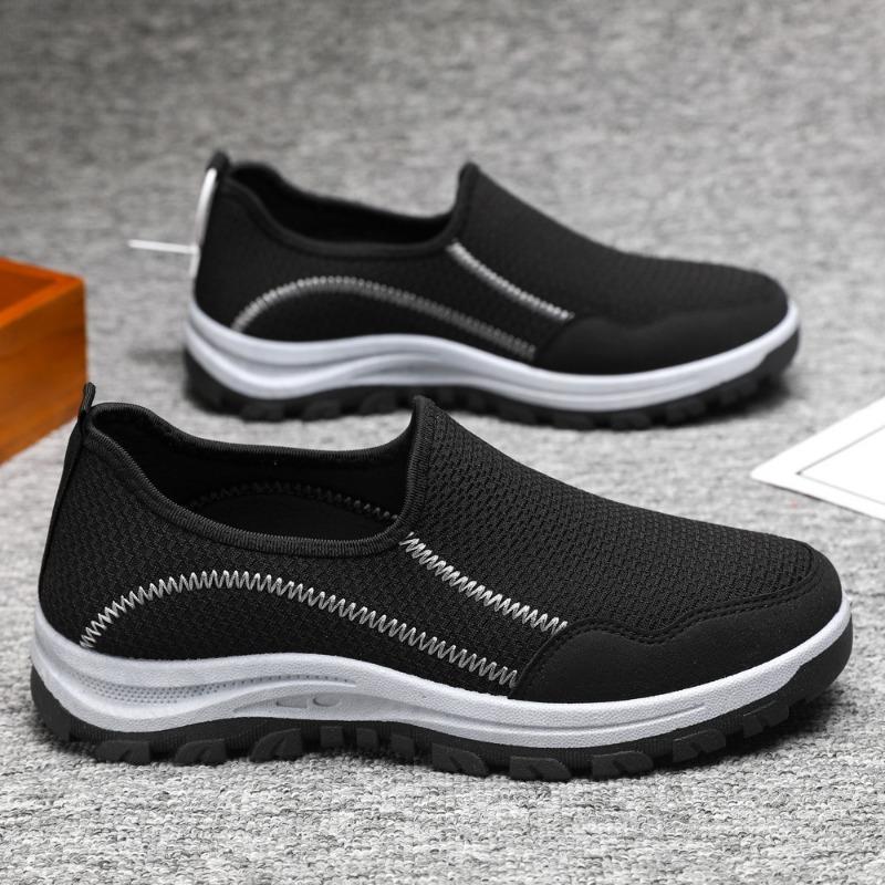 Casual shoes Spring flying woven surface breathable thick sole comfortable low top one pedal sports men's shoes