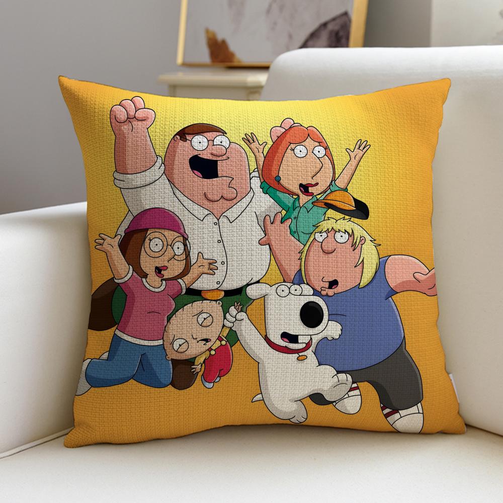 Witty FFamily GuyS Cushion Cover Breathable and skinfriendly linen pillowcase square removable and washable cushion