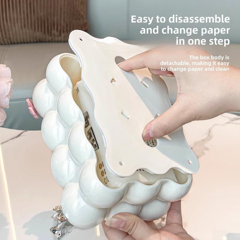 Creamy Stormy Paper Towel Box, Marshmallow, Living Room, Dining Table, Napkin, Towel, Paper Towel Box, Desktop Decorative Item