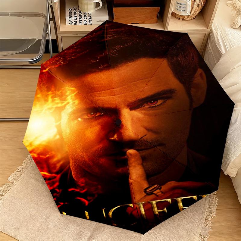 Lucifer Supernatural Drama Poster Automatic Umbrella Suitable Travel Portable Umbrella Outdoor Sun Shading Umbrella Gift Daily Essentials