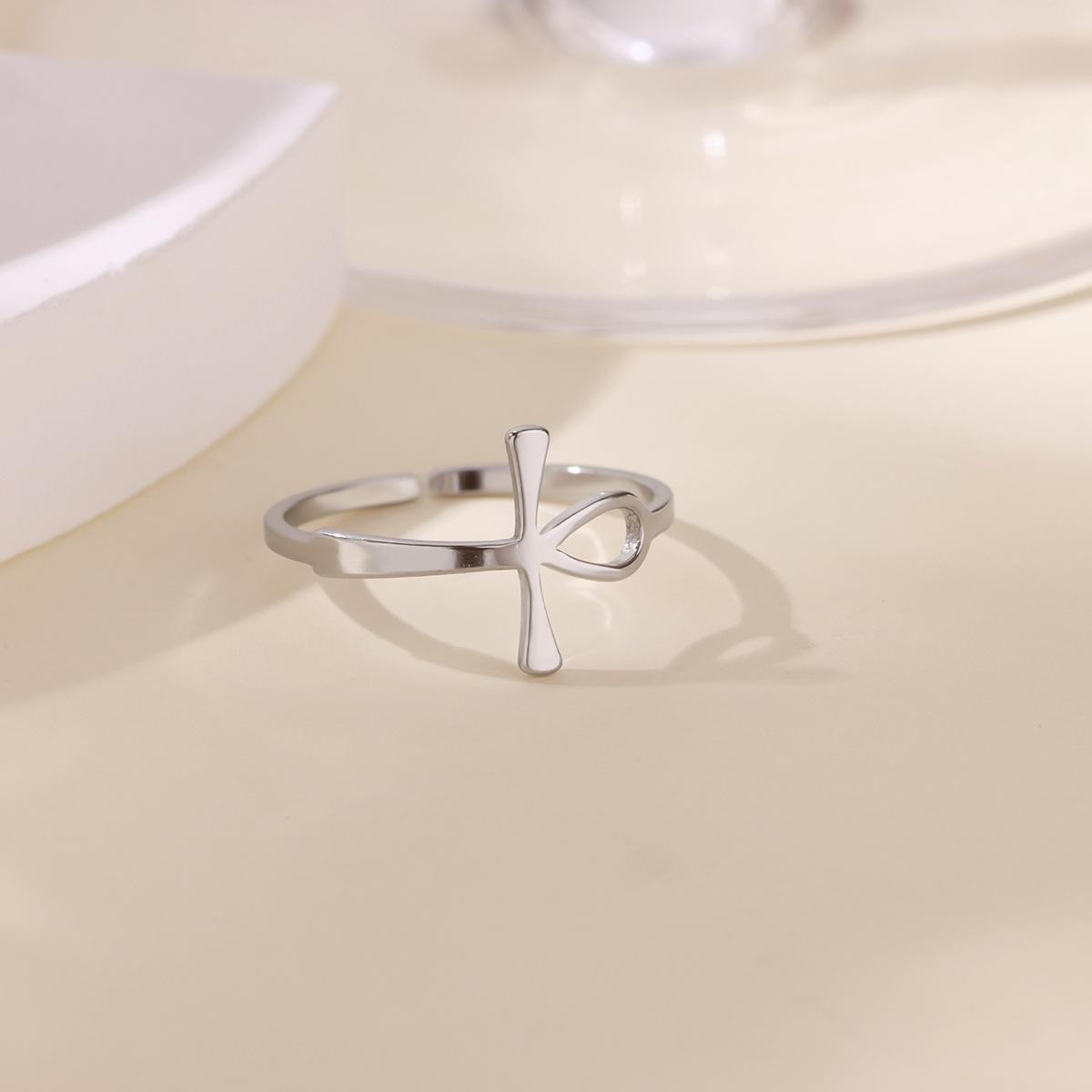 

Персонализированное древнее кольцо с крестом Анха из нержавеющей стали, женское украшение, простое, модное и изысканное гладкое кольцо