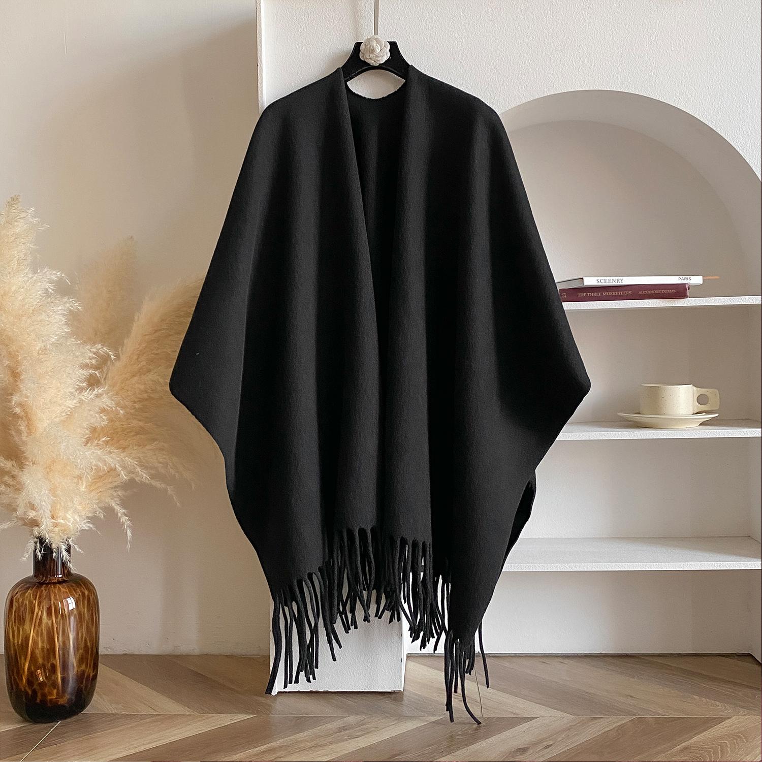 

Winter Women Poncho Warm Shawl Double Sided Designer Thickening Blanket Luxury Scarf Female Cloak Cashmere Pashmina Cape Stole