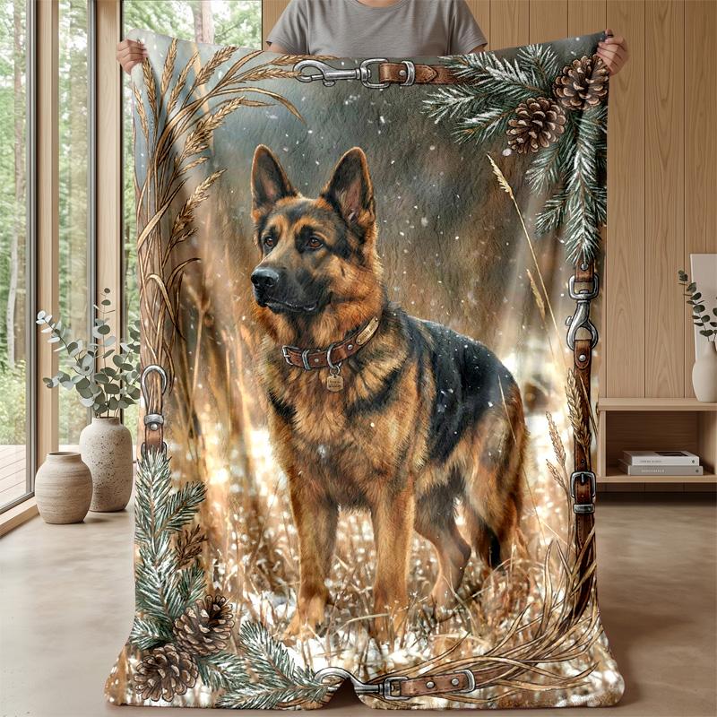 Winter Christmas Dogs Theme Blanket Lightweight Warm Flannel Blanket Decorative Throw Blanket for Home Decoration