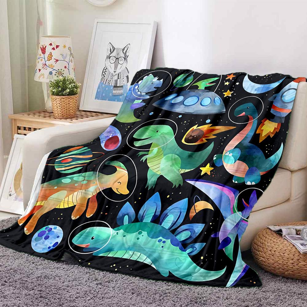 1 Stück DinoGalaxy Leichte Flanelldecke, Bequeme und Warme Decke, für Büro und Camping Schlafsofa, Wohnzimmer088