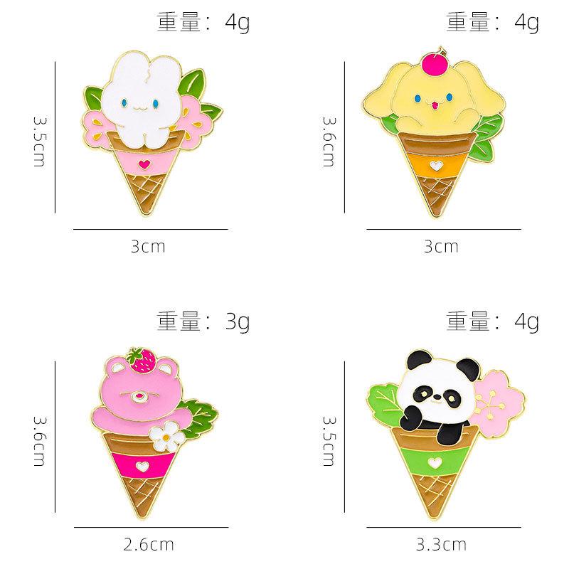 Original Enamel Alloy Brooch Cute Small Animal Ice Cream Sweet Pin Badge for Kid Clothes Backpack Decoration Wholesale