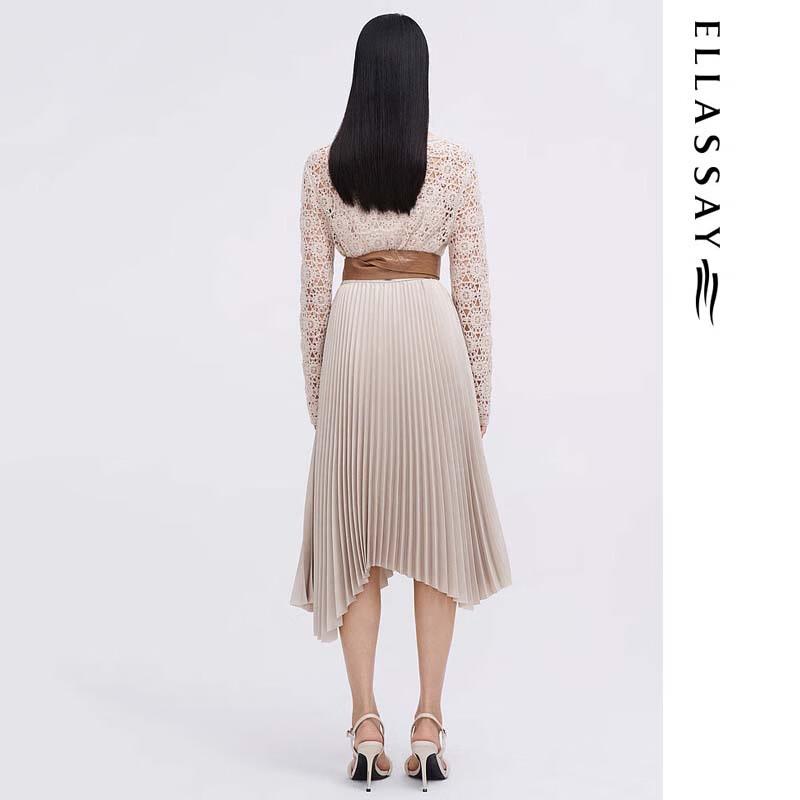 ELLASSAY Women's High-Waist Irregular Pleated Midi Skirt