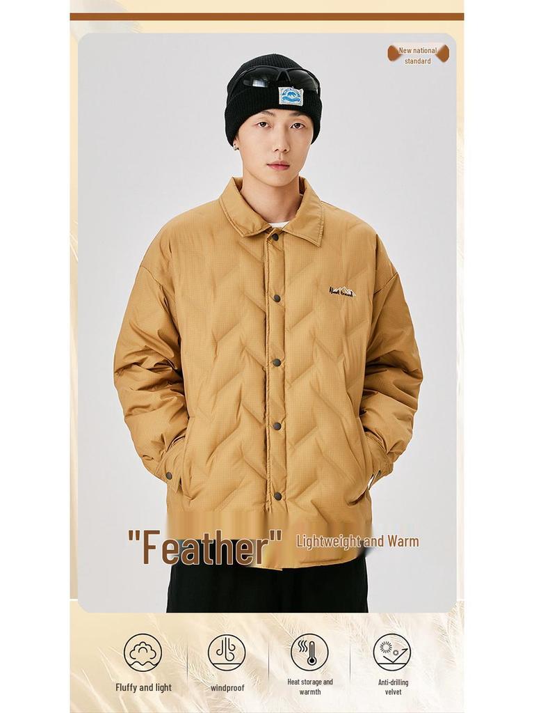 2025 Stylish Men's Loose-Fit Lightweight Warm White Duck Down Jacket - Youth Trendy Plus Size Shirt