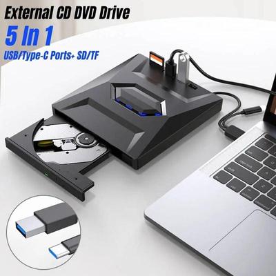 USB 3.0 Typ-C Tragbares externes optisches Laufwerk CD/DVD-Brenner CD/VCD/DVD-Player SD-Kartenleser für Laptop/PC/MacBook Mac Windows Linux OS
