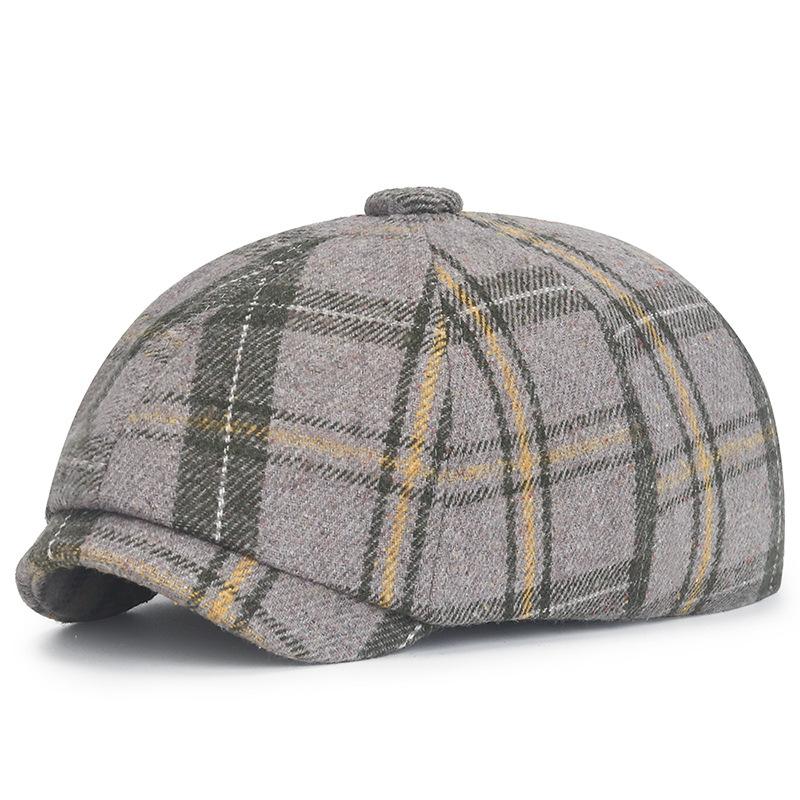 Men Women Autumn Winter Octagonal Flat Cap Retro Artist Painter Beret Hat for Men Male Female Plaid Wool Beret Cap