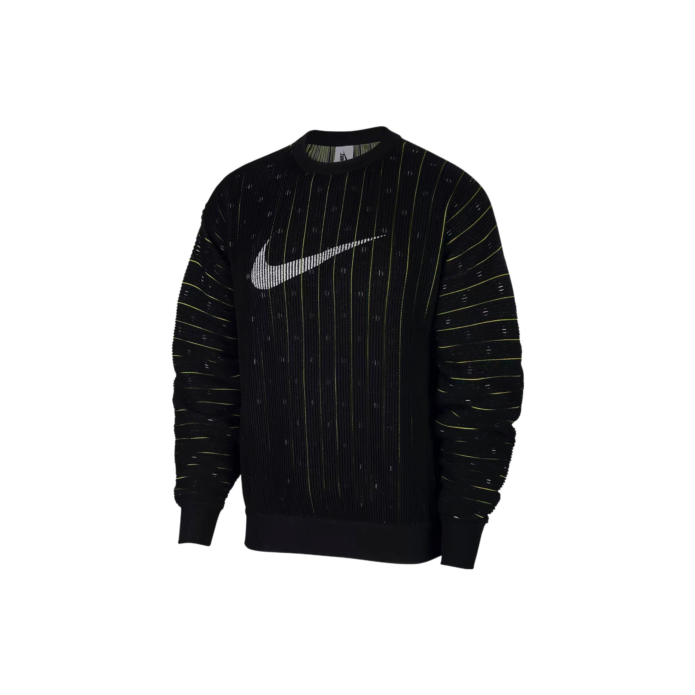 Nike Men s CJ0807-010 Black White Dark Sulfur Crewneck Sweatshirt S