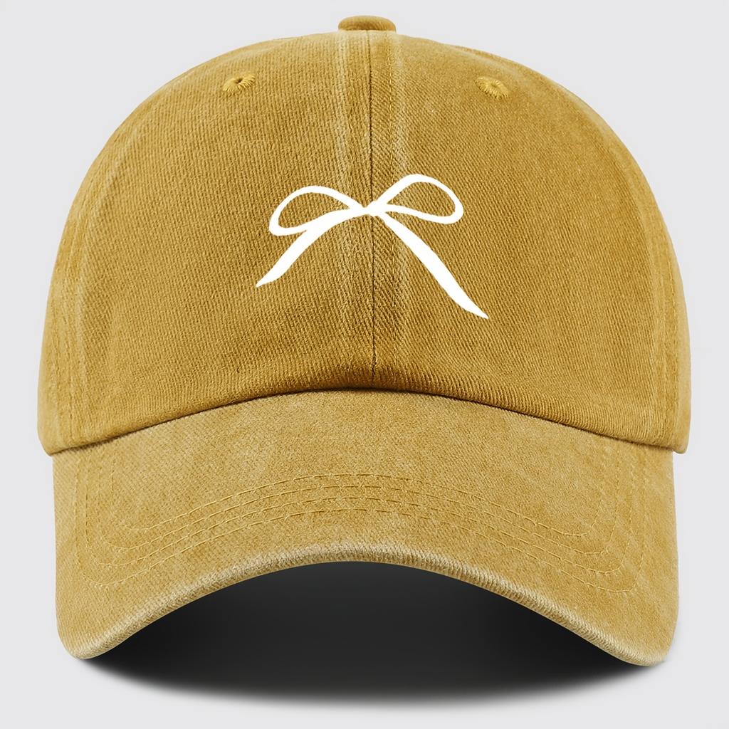 Line Bow Baseball Cap Trendy Fashion Retro Soft Top Hat Adjustable Sun Hat