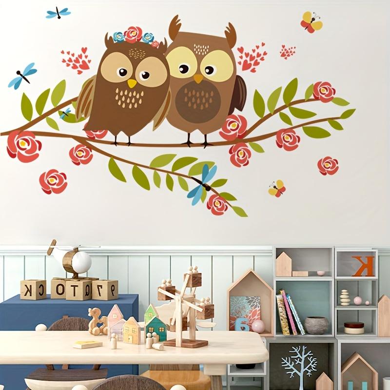 Wall Sticker Romantic Love Owl Couple Self-Adhesive Wall Stickers Bedroom Entryway Living Room Porch Home Decoration Wall Decor Decals