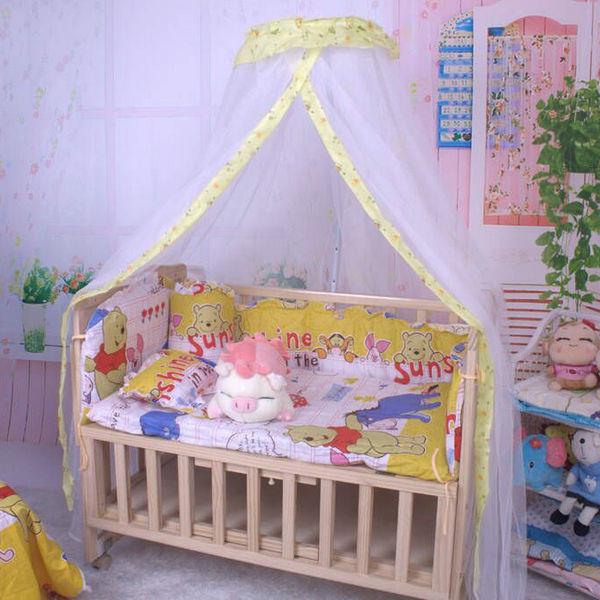 Universal Jacquard Baby Crib Mosquito Net with Floor-Open Door, Palace Style Stand