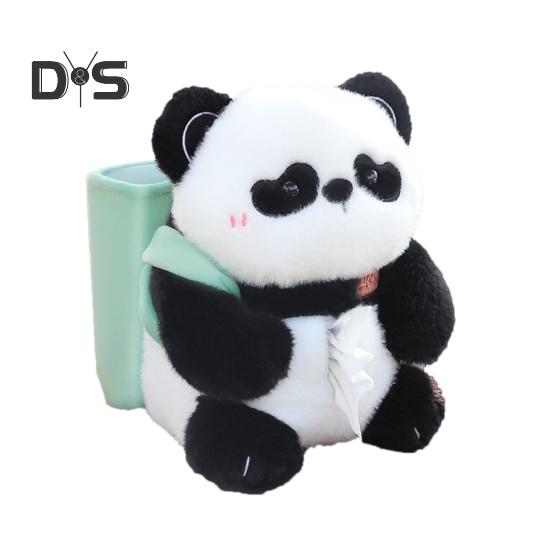 Cute Bear Car Tissue Box & Trash Can 2-in-1 Plush Multi-Functional Organizer Universal Auto Interior Decor for SUV Truck Van