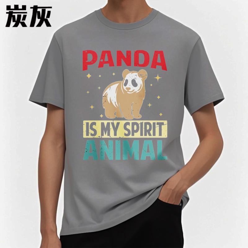 Men cotton tshirt Graphic summer Men t shirt Panda Is My Spirit Animal Short Sleeve Adult Oneck tops Brand t shirt for man