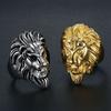 Megin D Stainless Steel Titanium Hip Hop Punk Animal Lions Head Rings for Men Women Couple Friends Gift Fashion Jewelry Bague