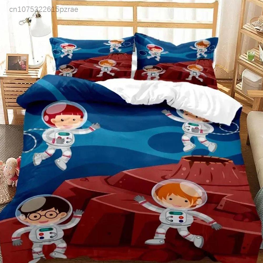 Cartoon Astronaut Digital Bedding Set Bedroom Soft Modern Bedspreads Comefortable Kids Duvet Cover Quilt Cover And Pillowcase