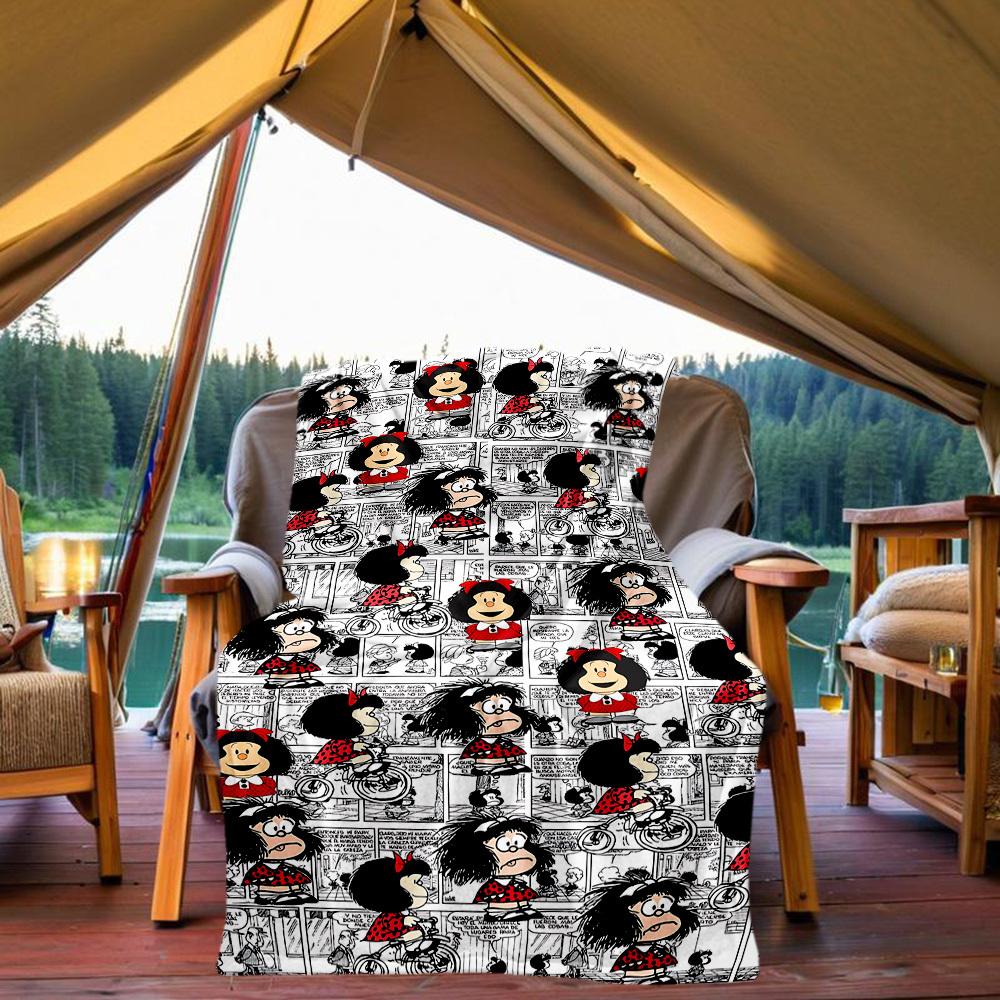 1 ST Mafalda Comics Buitenkleed Lichtgewicht Flanel, Zacht & Warm, Gebruik in Alle Seizoenen voor Bank, Buiten, Kamperen, Woonkamer, Kantoor31