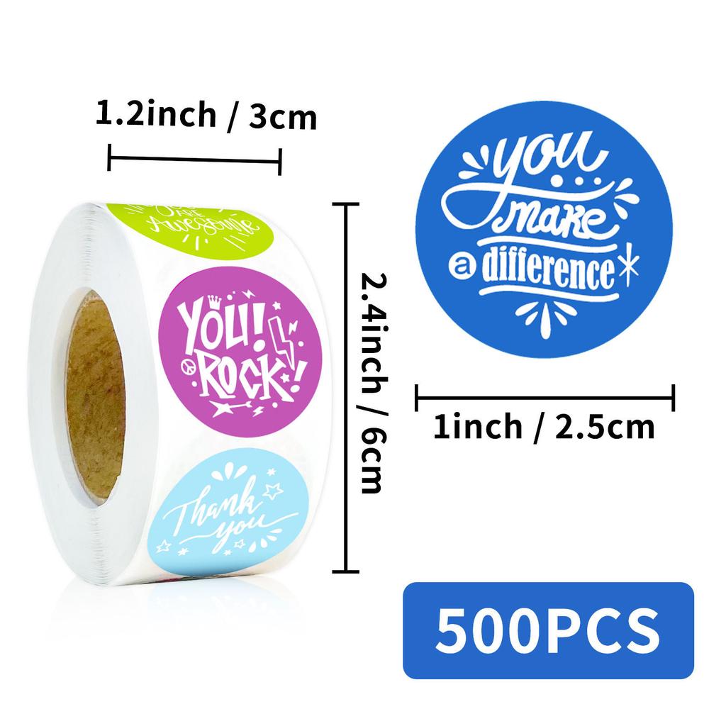 500 Sheets/Roll English Short Sentence Sticker Roll Roll Sticker Decorative Handbook Material Self-Adhesive Sealing Sticker