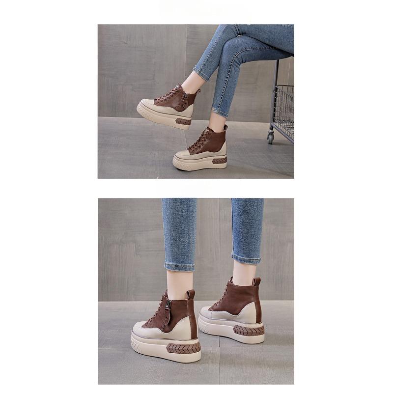 Deskové boty s vysokými podpatky a silnou podrážkou, zvyšující neformální vysoké boty