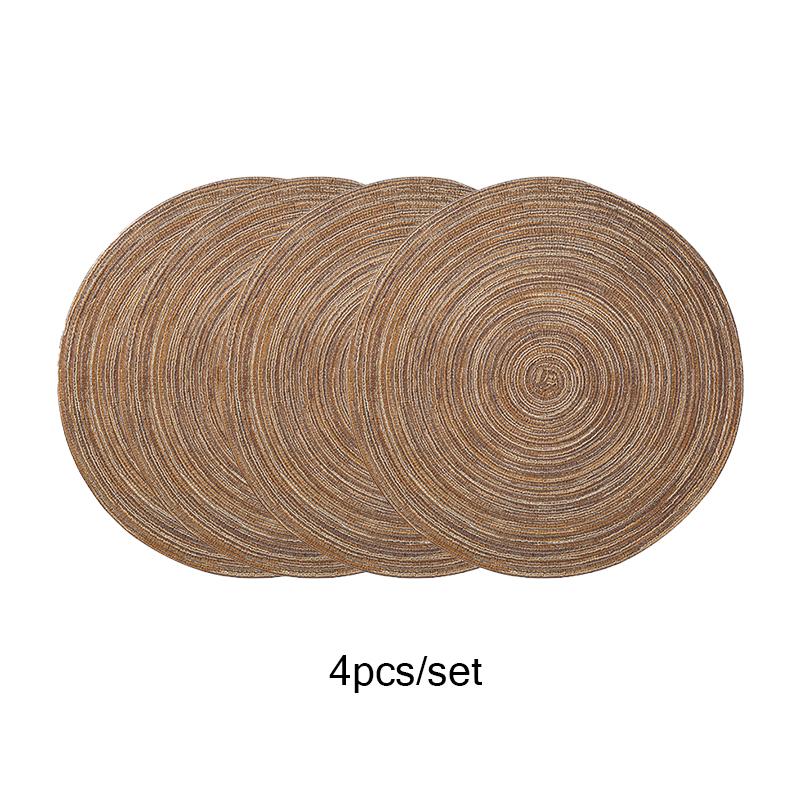4pcs/set High Quality Handmade Round Woven Braided Placemats 15 Inch Round Table Mats for Dining Tables