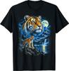 Tiger Moonlit Mountain Wilderness Fantasy Art T-Shirt