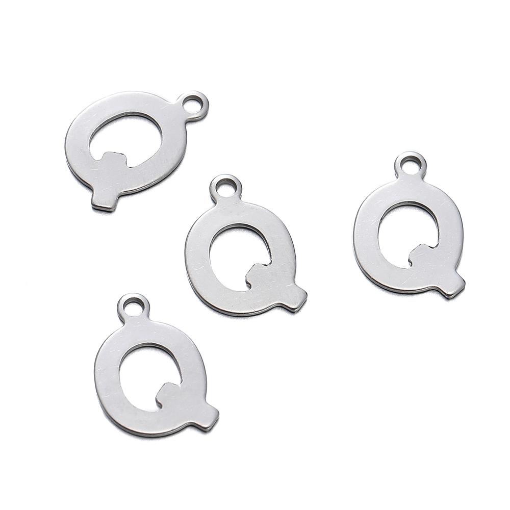 50 Stück Edelstahl 12mm Englische Buchstaben A-Z Anhänger für DIY Halsketten Schmuckherstellung Zubehör