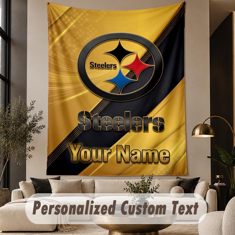 Custom Text Tapestry Pittsburgh Steelers Print Wall Tapestry Indoor Living Room Wall Decor