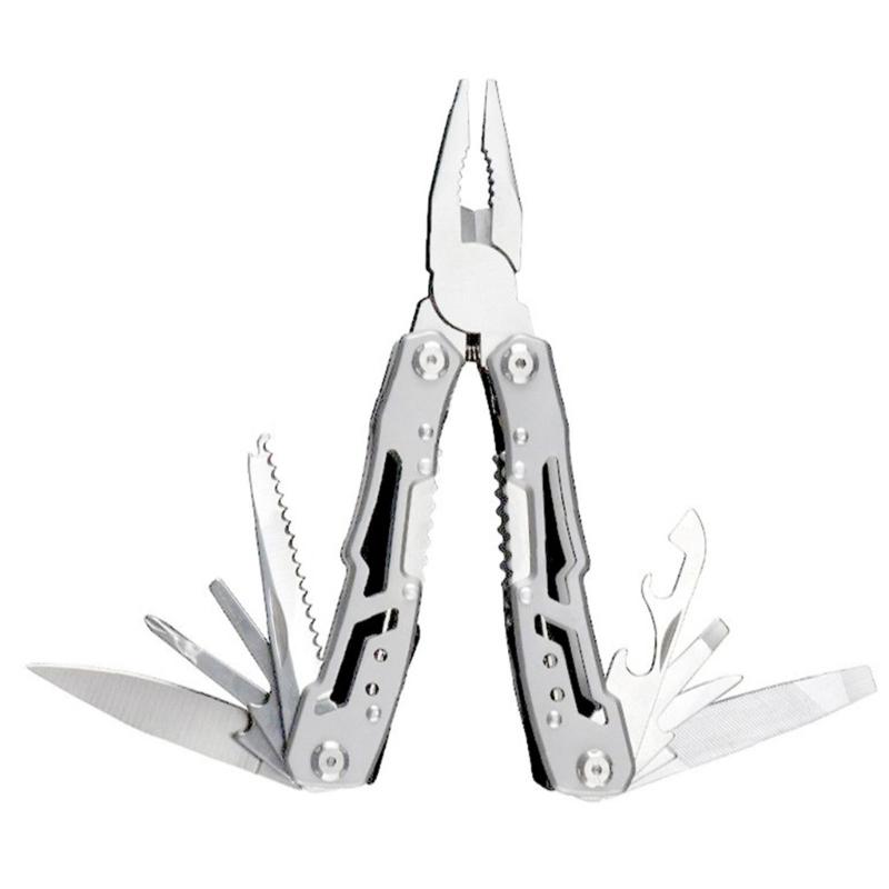 

Compact Foldable Multipurpose Tool with Locking Pliers Screwdriver Wire Cutter Nail File for DIY and Professional Use серебряный серый