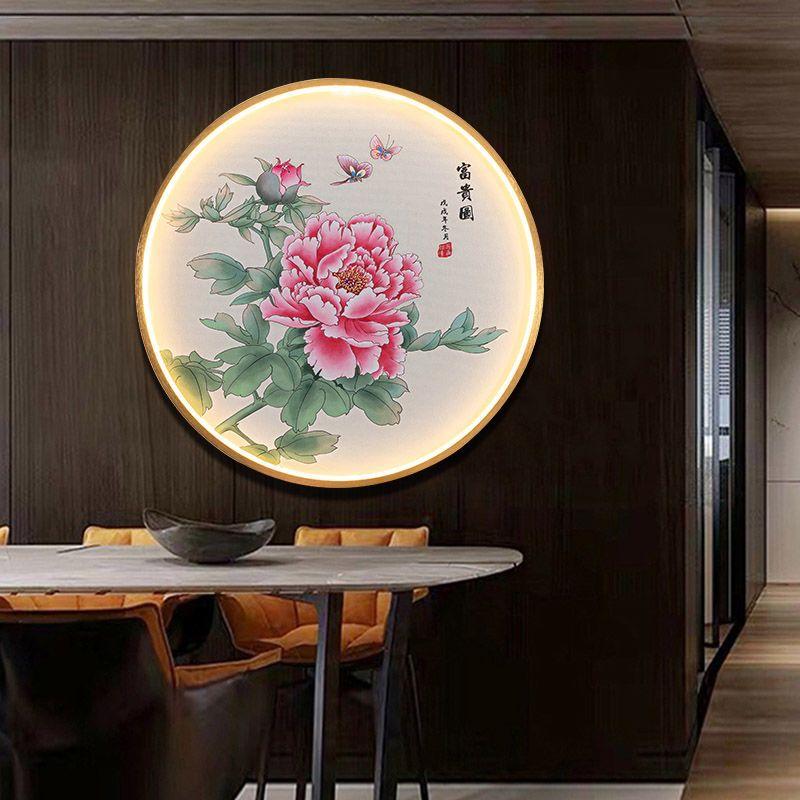 Chinese Style Wall Lamp Living Room Decoration with Light Crystal Porcelain Mural Home Decor Round Zen Free Wiring Porch Light