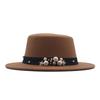 New Flat Top Flat Brim Top Hat Men's and Women's Retro Pearl Fashion British Woolen Hat
