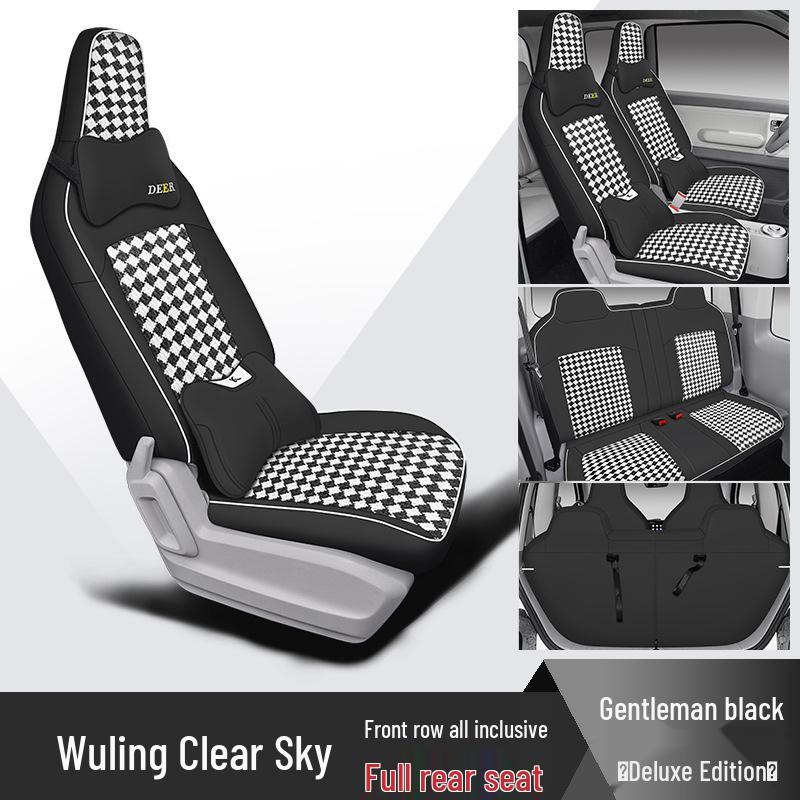 Wuling Sunny Spezielles Autositzkissen: Ganzjahres-, Vollumfassendes Design mit Leder, Faserleinen und Cartoon-Mustern