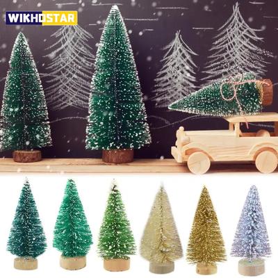 10pcs Mini Christmas Tree Pine Tree DIY Christmas Decorations For Home Table Navidad Xmas Ornaments New Year Decor Kids Gift