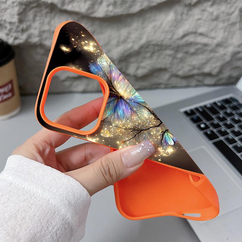 Shining Fantasy Tree Butterfly Pattern Case For iPhone 17 Pro Max iPhone 16 Pro Max 15 14 13 12 11 16E Air Luxury Leather Texture Silicone Cover