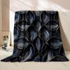 HD Black Geometric Overlapping Lotus Shapes Pattern Blanket Flannel Material Soft Warm for All Seasons, Home Outdoor Camping